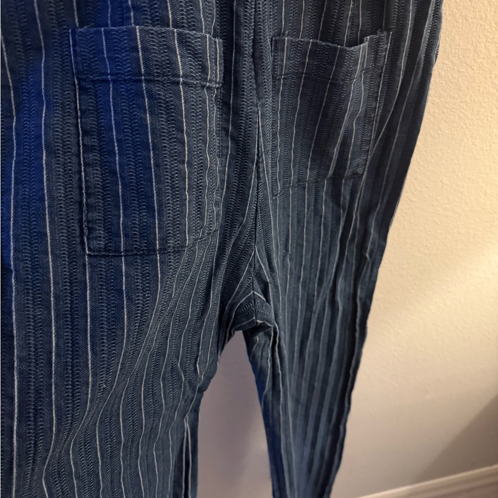 ETT:TWA by Anthropologie Navy Pinstripe Jumpsuit - Size XS - Picture 9 of 13